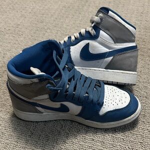 Blue and Gray High-Top Sneakers